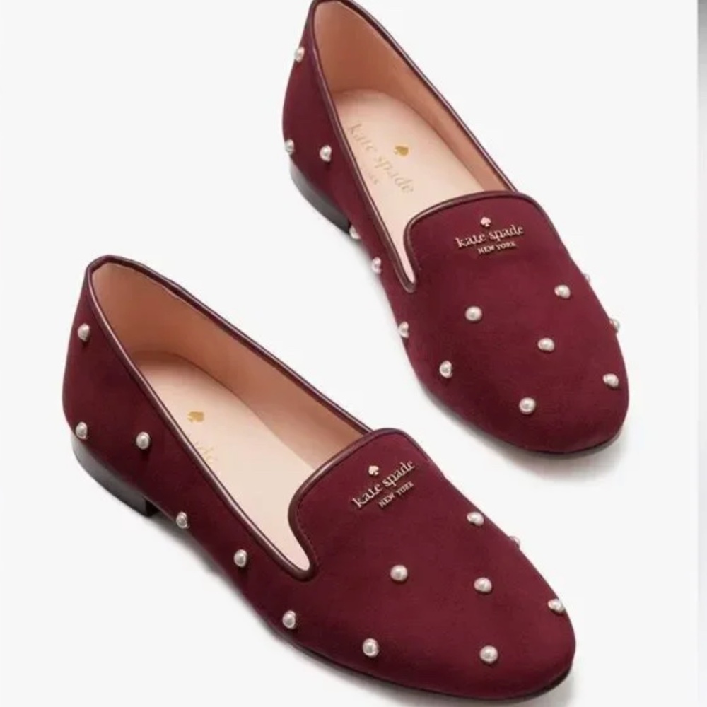 Kate Spade Claudia Pearl Flats, Deep Berry, size 7.5